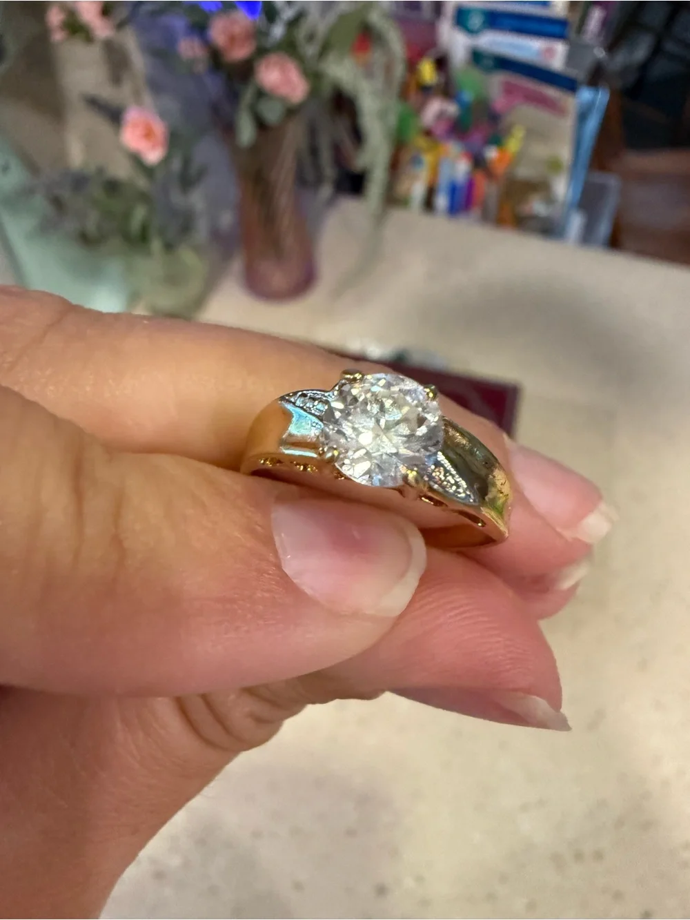 Vintage 14k Gold HGE Engagement Ring with band